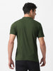 Men's Olive Green Solid Mandarin Collar Slim Fit Cotton T-Shirt