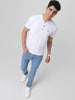 Men's White Solid Mandarin Collar Slim Fit Cotton T-Shirt