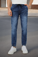 Men's Blue Washed Jogger Jeans Slim Fit Stretch