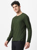 Men's Olive Green Solid Henley Neck Slim Fit Cotton T-Shirt