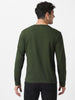 Men's Olive Green Solid Henley Neck Slim Fit Cotton T-Shirt