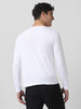 Men's White Solid Henley Neck Slim Fit Cotton T-Shirt