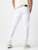 Men's White Knee Slit Distressed Jeans Stretchable