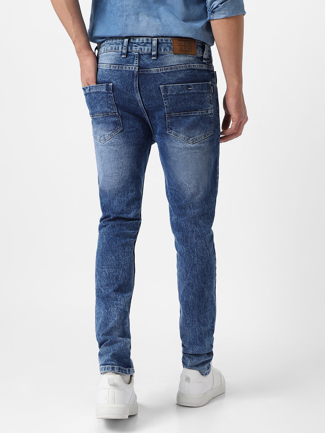 Men's Blue Skinny Fit Washed Jeans Stretchable