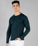 Men's Dark Green Printed Henley Neck Full Sleeve Cotton T-Shirt