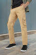 Urbano Fashion Men's Beige Regular Fit Solid Cargo Chino Pant with 6 Pockets