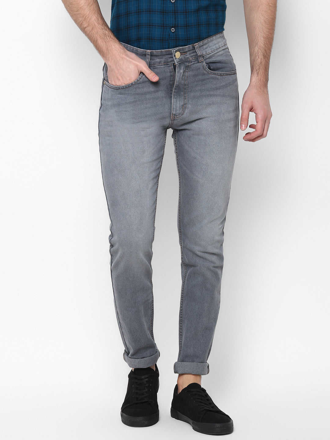 Men's Grey Slim Fit Jeans Stretchable