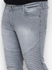 Plus Men's Light Grey Regular Fit Biker Jeans Stretchable