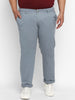 Plus Men's Light Blue Cotton Regular Fit Casual Chino Pants Stretch