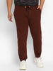 Plus Men's Brown Regular Fit Washed Jogger Jeans Stretchable