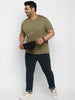 Plus Men's Dark Green Regular Fit Solid Jeans Stretchable