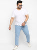 Plus Men's Ice Blue Regular Fit Solid Jeans Stretchable