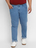 Plus Men's Light Blue Regular Fit Denim Jeans Stretchable