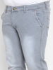 Plus Men's Light Grey Regular Fit Washed Jeans Stretchable