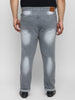 Plus Men's Light Grey Regular Fit Solid Jeans Stretchable