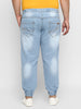 Plus Men's Light Blue Regular Fit Jogger Jeans Stretch