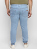 Plus Men's Ice Blue Regular Fit Washed Jogger Jeans Stretchable