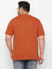 Plus Men's Orange Solid Regular Fit Round Neck Cotton T-Shirt