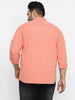 Plus Men Orange Solid Cotton Casual Shirt