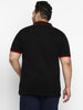 Plus Men's Black Solid Cotton Polo T-Shirt