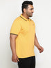 Plus Men's Yellow Solid Regular Fit Half Sleeve Cotton Polo T-Shirt