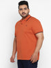 Plus Men's Orange Solid Regular Fit Half Sleeve Cotton Polo T-Shirt