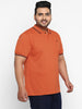 Plus Men's Orange Solid Regular Fit Half Sleeve Cotton Polo T-Shirt