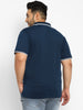 Plus Men's Airforce Blue Solid Regular Fit Half Sleeve Cotton Polo T-Shirt