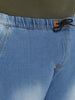 Plus Men's Light Blue Regular Fit Washed Jogger Jeans Stretchable