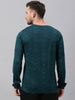 Men's Slim Fit Dark Green Printed Full Sleeve T-Shirt