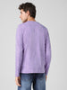 Men's Lilac Printed Full Sleeve Slim Fit Cotton T-Shirt