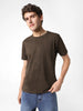 Men's Chicory Coffee Printed Half Sleeve Slim Fit Cotton T-Shirt