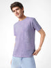 Men's Lilac Printed Half Sleeve Slim Fit Cotton T-Shirt