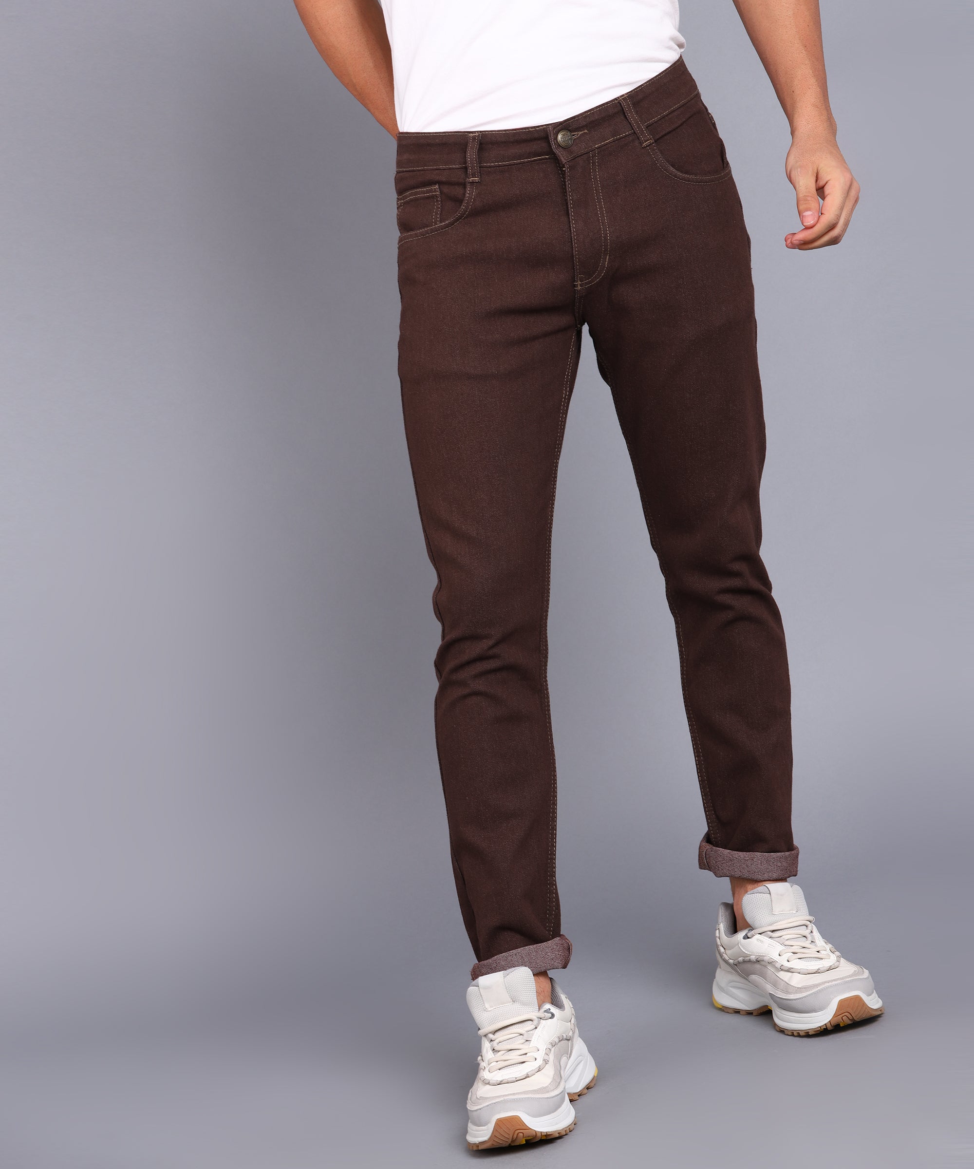 Men's Brown Slim Fit Stretchable Jeans