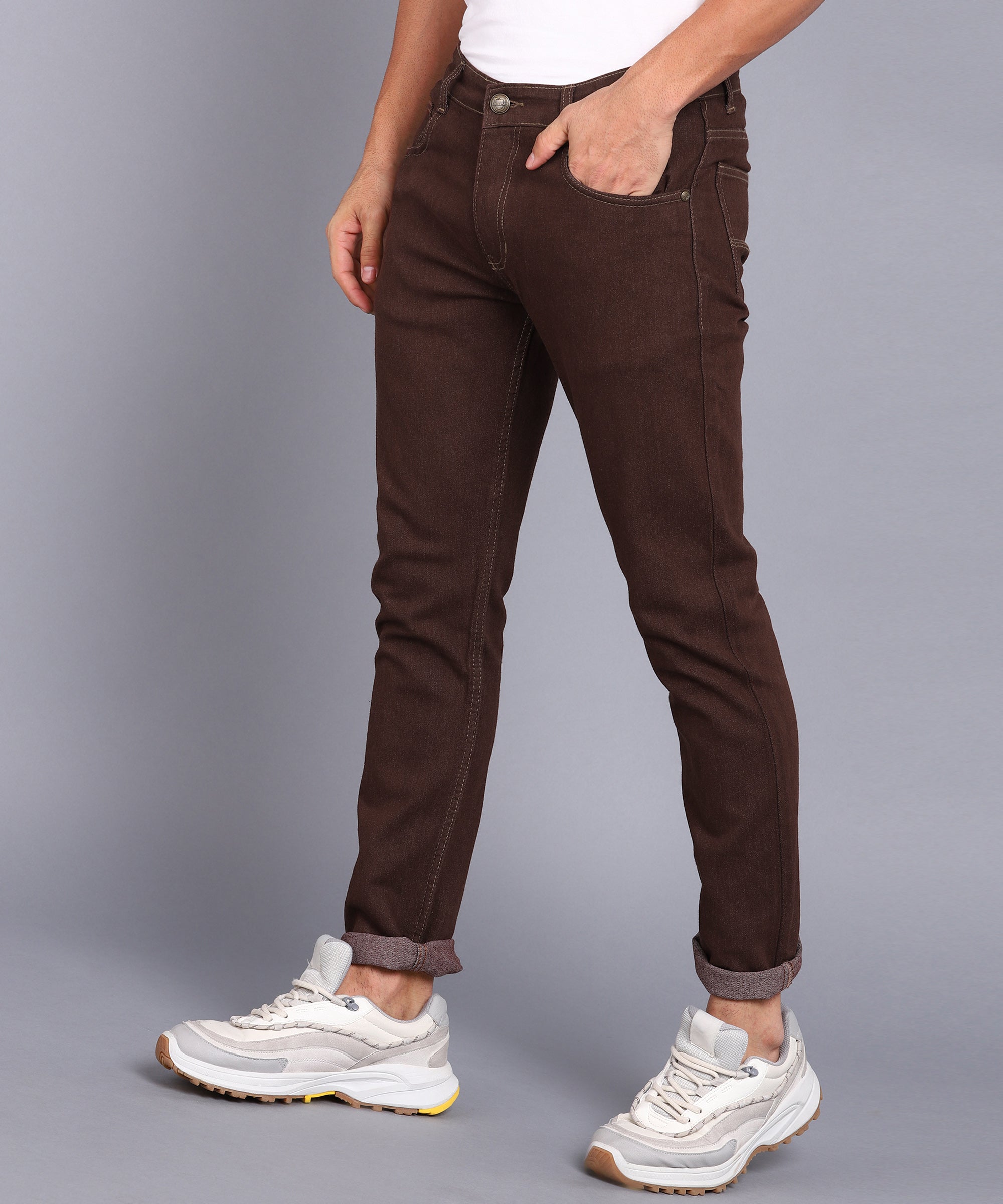 Men's Brown Slim Fit Stretchable Jeans