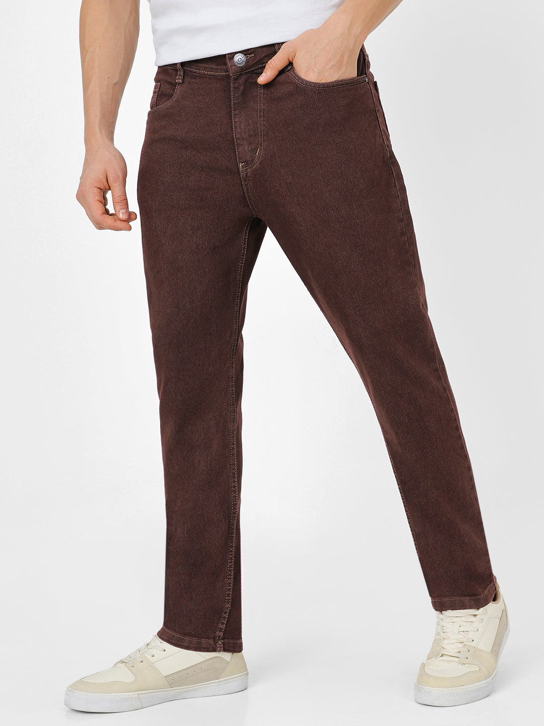 Men's Brown Slim Fit Stretchable Jeans