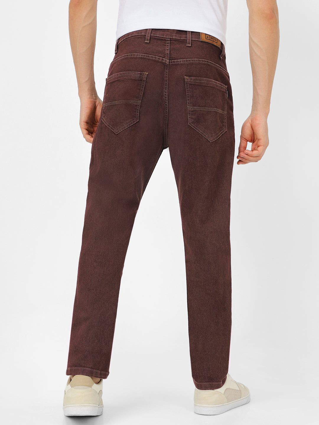 Men's Brown Slim Fit Denim Jeans Stretchable