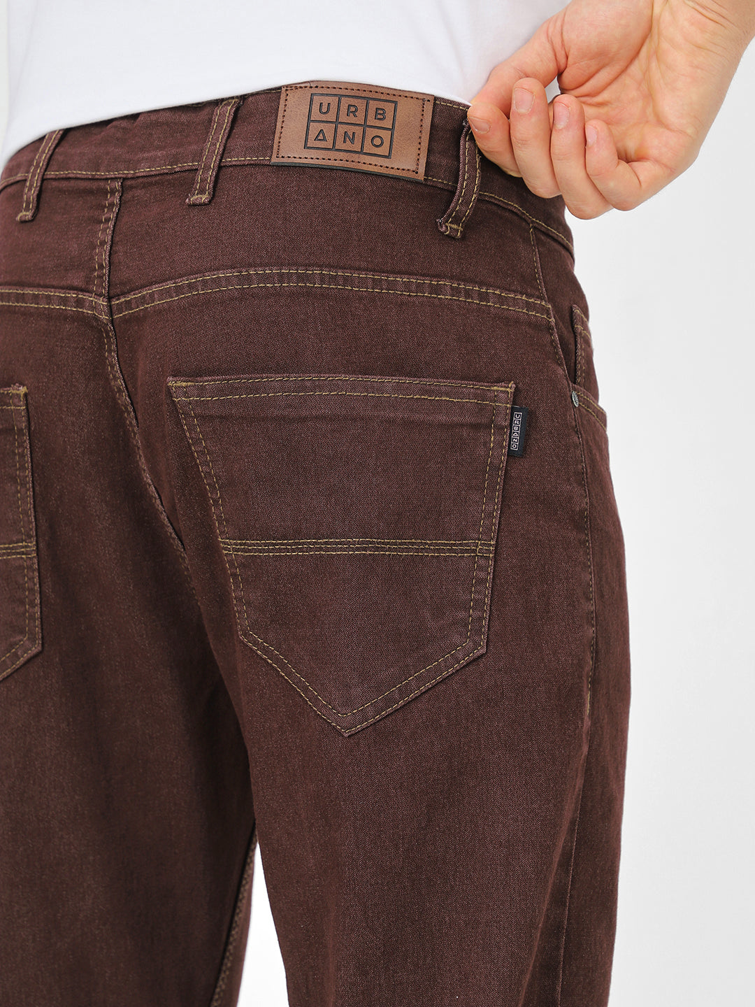 Men's Brown Slim Fit Denim Jeans Stretchable