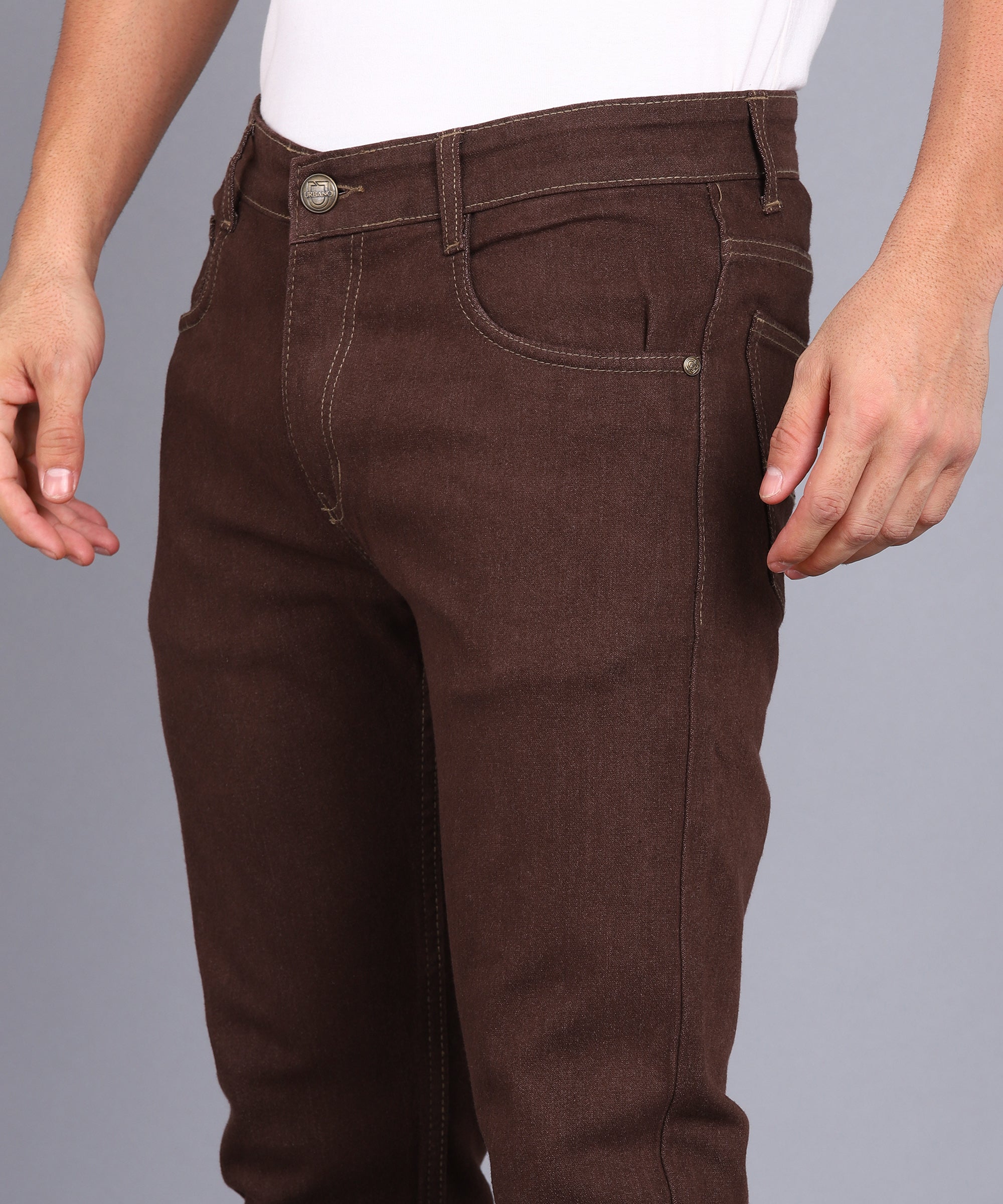 Men's Brown Slim Fit Stretchable Jeans