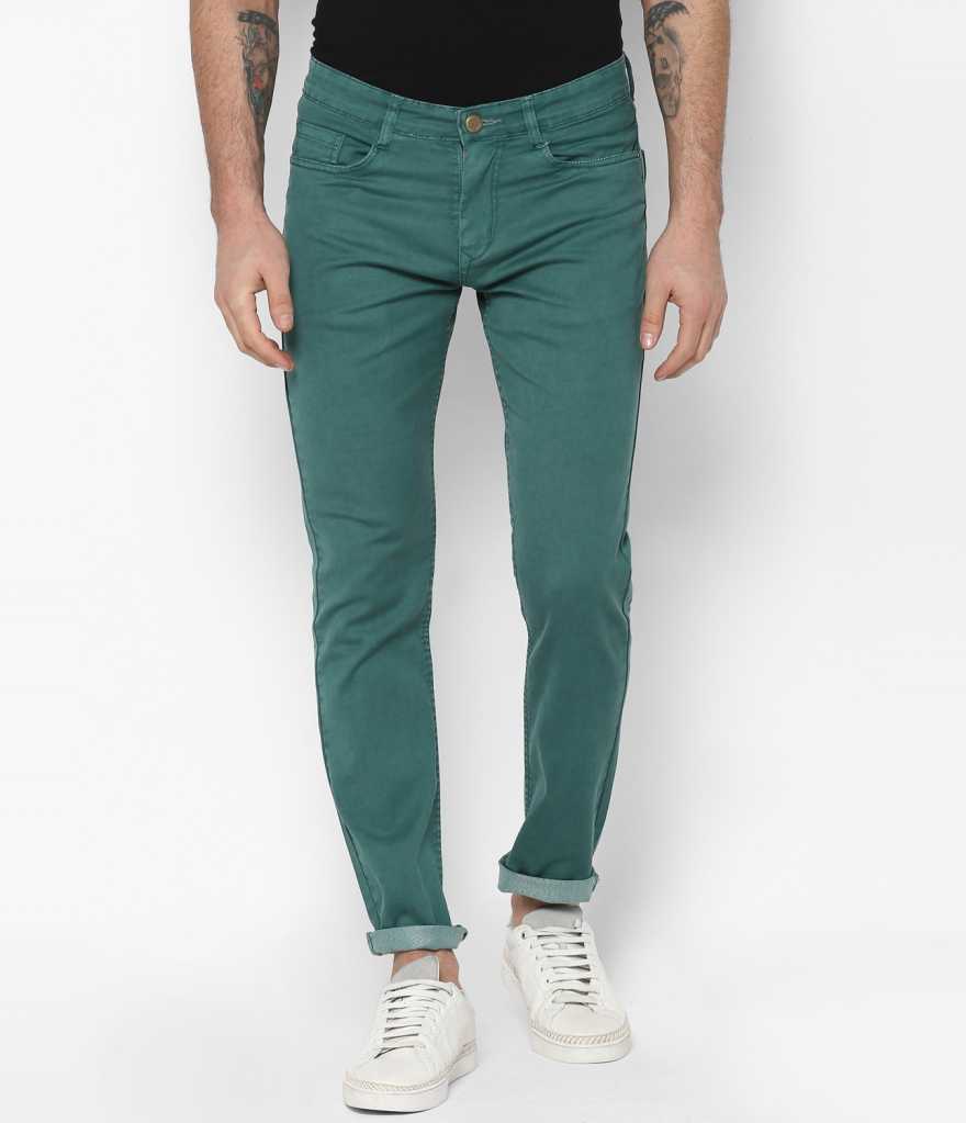 Men's Green Slim Fit Jeans Stretchable