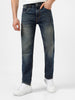 Men's Dark Blue Regular Fit Washed Jeans Stretchable