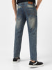 Men's Blue Regular Fit Washed Jeans Stretchable