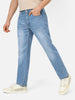 Men's Light Blue Regular Fit Washed Jeans Stretchable