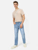 Men's Light Blue Regular Fit Washed Jeans Stretchable