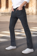 Men's Dark Grey Washed Bootcut Jeans Stretchable