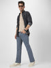 Men's Light Grey Washed Bootcut Jeans Stretchable