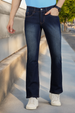 Men's Dark Blue Washed Bootcut Jeans Stretchable