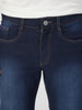 Men's Dark Blue Washed Bootcut Jeans Stretchable