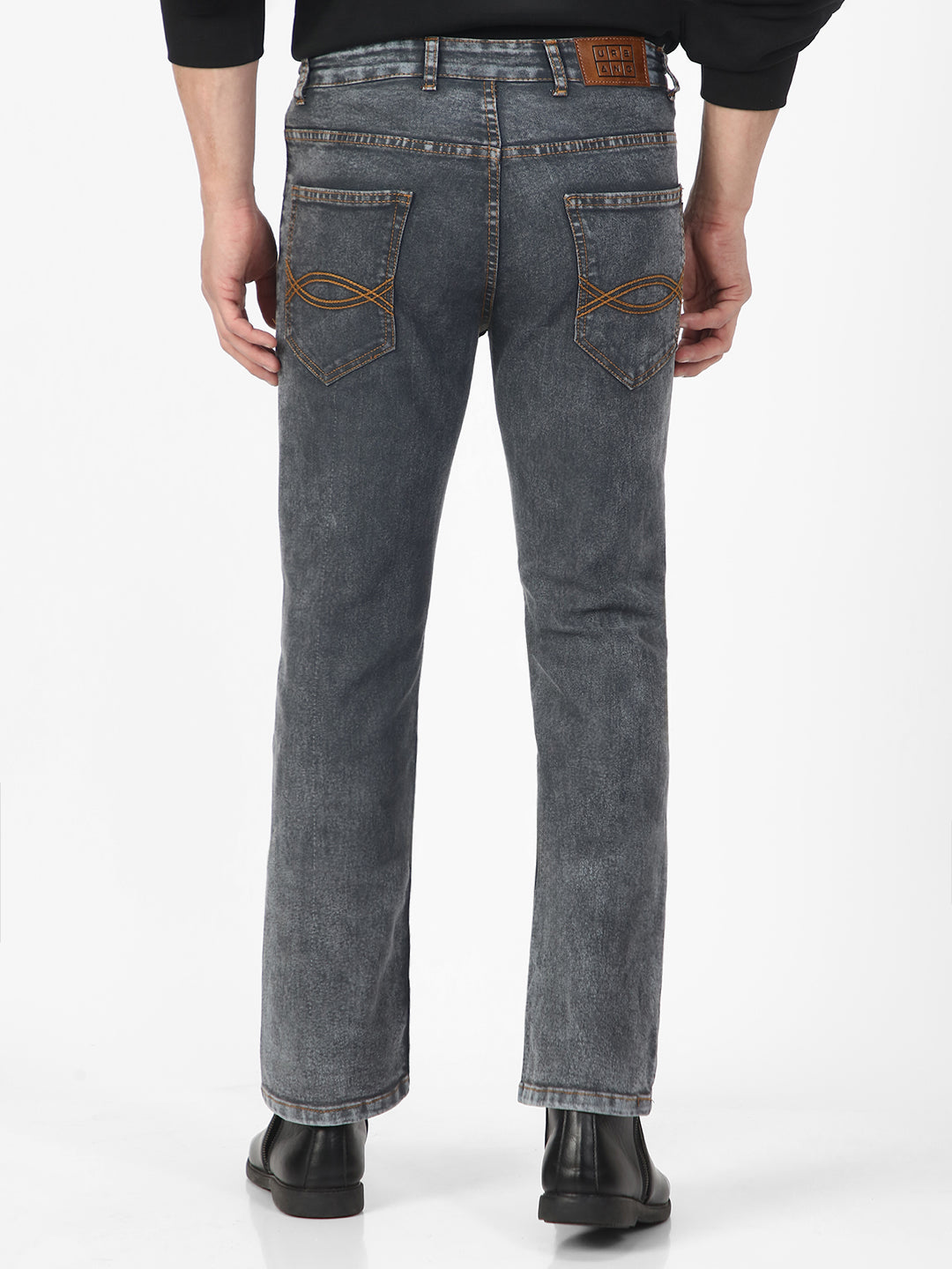 Men's Grey Washed Bootcut Jeans Stretchable