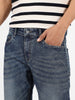 Men's Dark Blue Washed Bootcut Jeans Stretchable